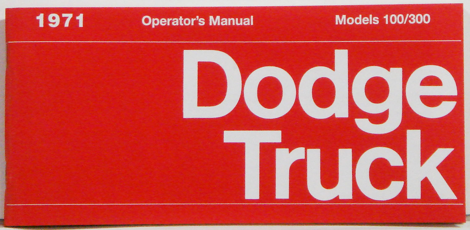 1971 Dodge Truck Owners Manual