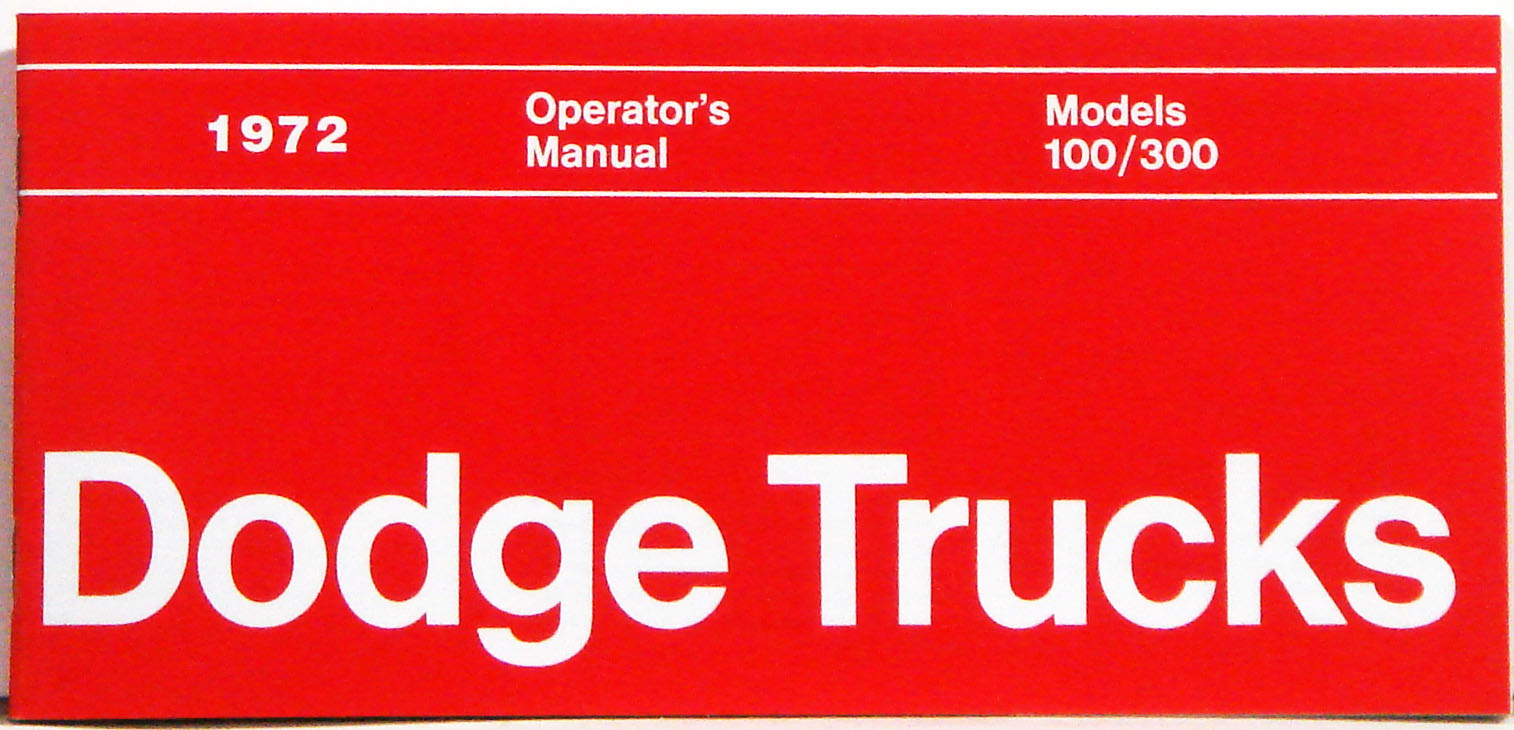 1972 Dodge Truck Owners Manual