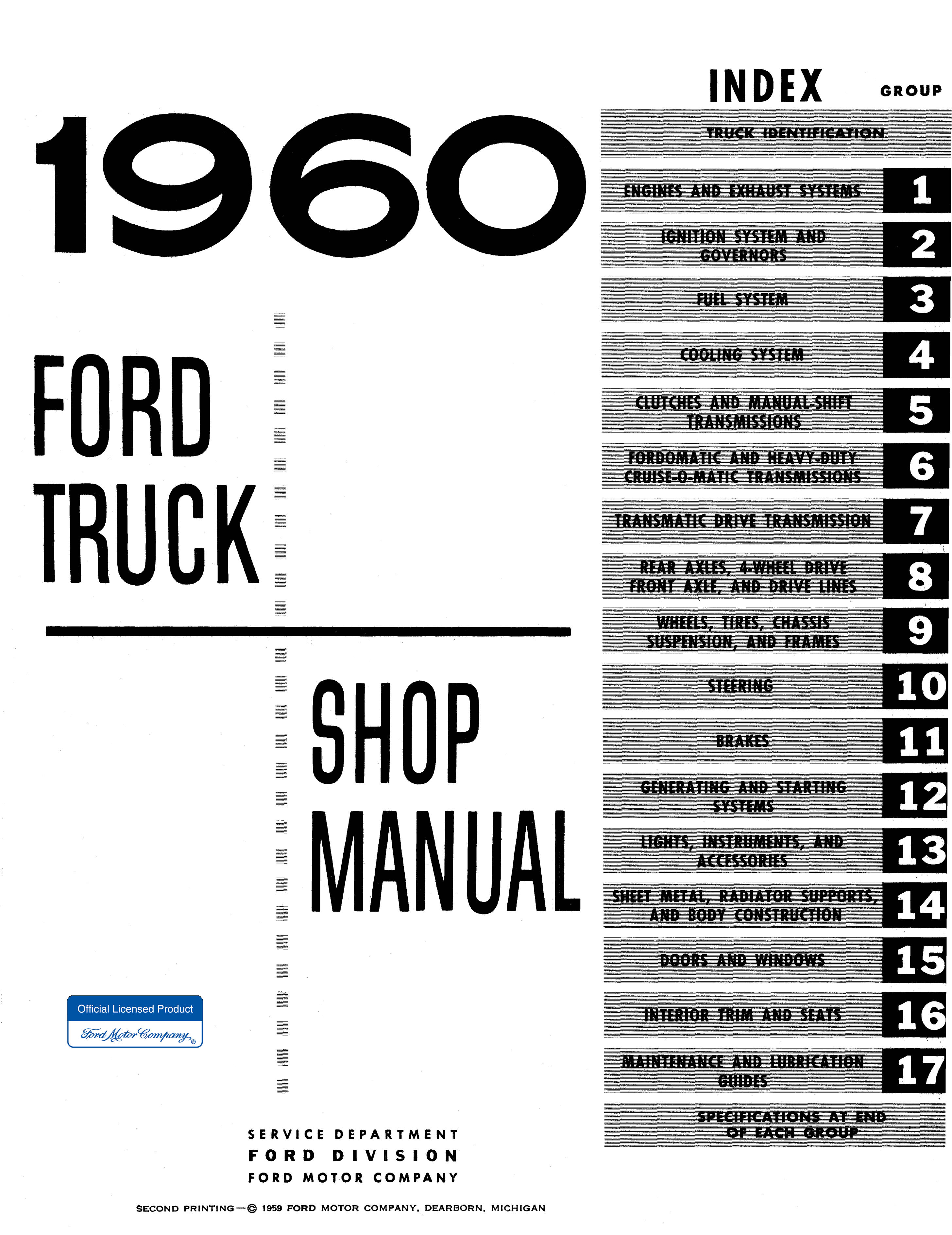 1960 Ford Truck Repair Manual