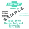 1965, 1966, 1967, 1968, 1969, 1980, 1971, 1972, 1973, 1974, 1975, 1976, 1977, 1978 CHEVROLET ILLUSTRATED PARTS BOOKS