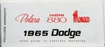 1965 Dodge Polara/Custom 880/Monaco Owners Manual