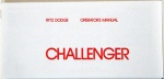 1972 Dodge Challenger Owners Manual