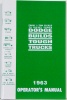 1963 Dodge Truck Owners Manual