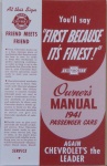 1941 Chevy Car Owners Manual